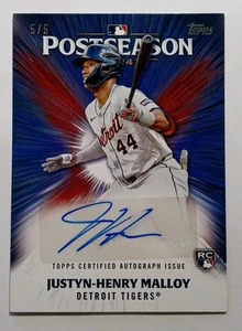 2025 25 Topps Series 2 Justyn-Henry Malloy RC Postseason Auto Tigers Red 5/5 - Picture 1 of 2