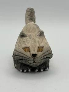 Artesania Riconanda Crouching Ombré Cat Orange Eyes Signed 3.25” Uruguay - Bild 1 von 7