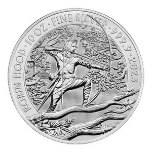 2023 U.K. 10 Pound Myth & Legends Robin Hood 10 oz Silver BU - Picture 1 of 3