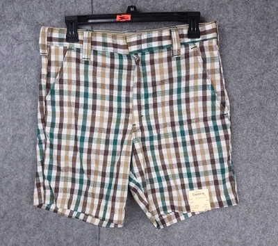 Vintage Expressions by Campus Shorts Men's 32 x 7" Plaid Poly Blend NWT RARE WOW - Image 1 of 4