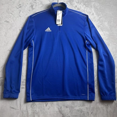 Adidas Shirt Men Medium Royal Blue 1/4 Zip Soccer Training Climalite Long Sleeve - Image 1 of 4