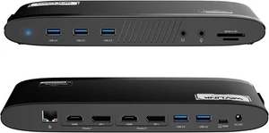 Station d'accueil DisplayLink 14 en 1 WAVLINK 2x5K, 2 DP/HDMI, 5 USB, SD, 100W PD - Photo 1/24