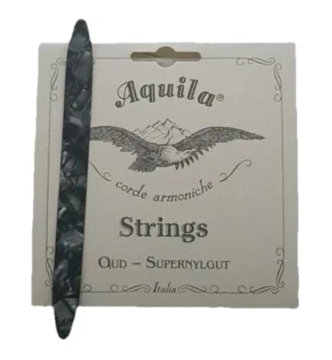 Aquila Oud Super nylgut strings IRAQI tuning with gray oud pick. - Image 1 of 4