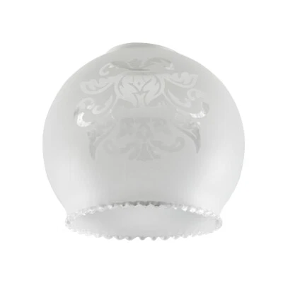 Set of 3 White Ceiling Light Shades Traditional Glass Floral Design Lampshades - Image 1 of 4