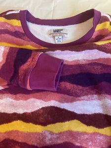 Women's Lands' End Seriously Sweats Sweatshirt- Purple Stripe- Size 16w-18W-Mint - Picture 1 of 11