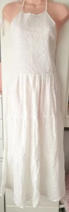 New Lipsy Size 14 Broderie Halterneck Smock Maxi Dress,White,BNWT - Picture 1 of 5