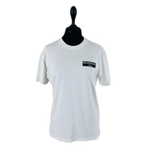 Men's Balenciaga T Shirt Cotton Short Sleeve White S-L - Picture 1 of 6