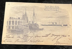 Red Star Line, Boston Philadelphia NY Artist Signed Cassiers c1906 Postcard - Picture 1 of 3