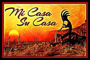 KOKOPELLI WELCOME MI CASA HERGESTELLTES METALLSCHILD 8X12 SANTA FE SOUTHWEST MOTIV TAOS - Bild 1 von 1