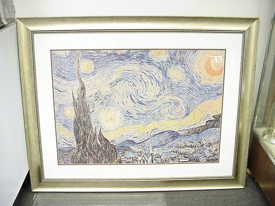 Impresión enmarcada Noche estrellada por Vincent Van Gogh decoración arte reproducción 35"x25" Foto 1 de 4