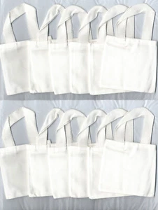 Janlynn ~ Set of 12 100% Cotton White Mini Tote Bags #000-1066 - Picture 1 of 3