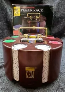KEM The Deluxe Revolving Poker Rack  Chips & Cards Still Sealed New Unused R1 - Picture 1 of 6