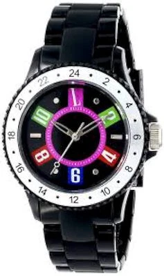 NEW L by ELLE LE50002P02 Women's Black Plastic Watch Colorful Dial & Numbers 10M - Image 1 of 3