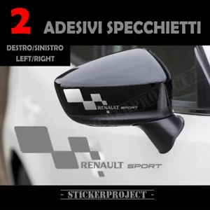Adesivi RENAULT SPORT SPECCHIETTO SILVER Mirror Stickers Clio Megane Scenic x2 - Imagen 1 de 5