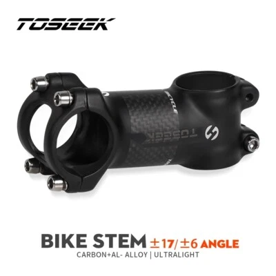 TOSEEK Bicycle MTB Handlebar Stem 28.6-31.8mm Aluminum+Carbon Fiber Stem 6/17° - Image 1 of 4