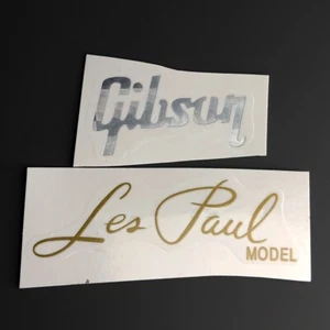 Waterslide Gibson Lespaul Guitar Headstock Peg head Logo Decal Silver - Picture 1 of 1