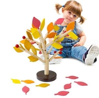 Wooden simulated leaf building block decorations for children's puzzle toys - Image 1 of 3