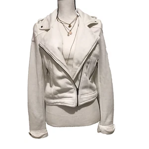 Love Culture Womens White Moto Jacket Asymmetrical Zip Front Size L - Picture 1 of 10
