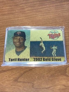 2002 Torii Hunter Gold Glove Commemorative Gold Card In Case Minnesota Twins MLB - Bild 1 von 2