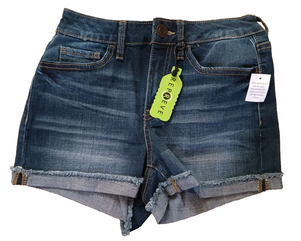 SO Women's High Rise Curvy Shortie Shorts Blue Size 3/26W Retails (APO-196-1