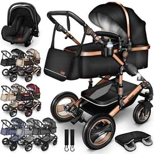 KIDUKU® 3 in 1 Kombi-Kinderwagen Buggy Reisebuggy inkl. Auto- Babyschale Faltbar - Bild 1 von 9