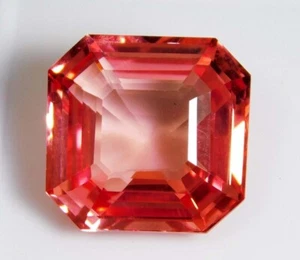 Piedra preciosa suelta natural de 15,30 quilates AAA+ color rosa naranja corte Asscher - Imagen 1 de 4