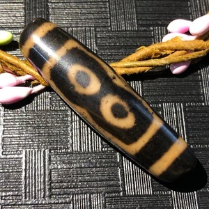 Royal Power Agata Tibetana Vecchia Colore Avorio 5Occhi Totem dZi Perla 13*47mm - Foto 1 di 8