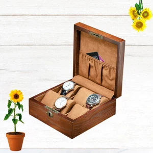 Scatola per orologio da uomo in legno scatola per orologio da tasca in legno carica orologio - Foto 1 di 11