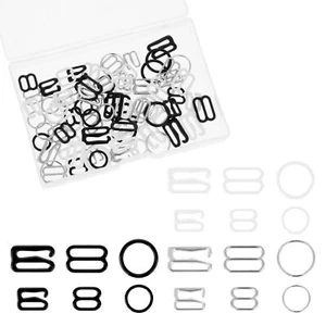 90PCS Bra Strap Hooks Bathing Suit Clips 3 Styles Black & White - Picture 1 of 7