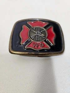 Vintage Bronze Fireman Volunteer Fire Department Belt Buckle 171 - 2-3/4in - Picture 1 of 5