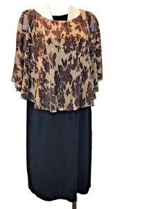 NWT Connected Apparel Women’s Size 14W Black /Floral Print Dress - Picture 1 of 8