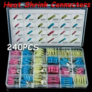 240PCS Heat Shrink Wire Connectors Electrical Crimp Marine Automotive Terminals - Picture 1 of 10