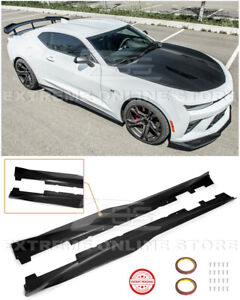 For 16-Up Camaro RS & SS | ZL1 Style PLASTIC BLACK Side Skirts Panel Extension