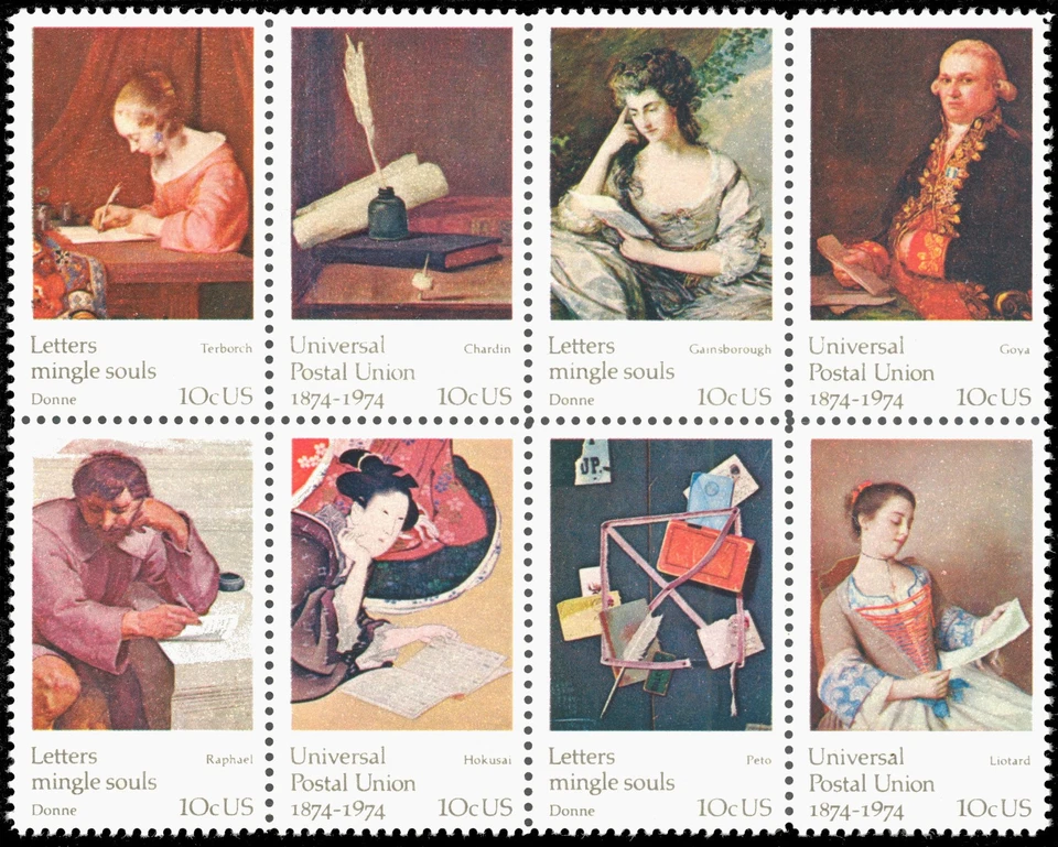 Scott 1537a, The 10ȼ Universal Postal Union Issue Block of 8 from 1974 - MNH - Image 1 of 1