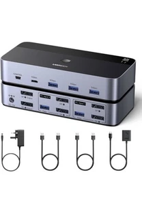 8K@60Hz Displayport KVM Switch 2 Monitors 2 Computers Support 4K@240Hz - Afbeelding 1 van 8