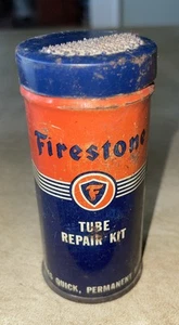 Kit de reparación de tubos de goma para neumáticos Firestone vintage lata publicitaria vacía - Imagen 1 de 8