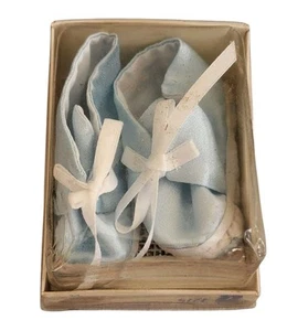 VINTAGE - BABY SHOES - ORIGINAL BOX - BABY DEER Size 0 Blue Soft Tie - Picture 1 of 5