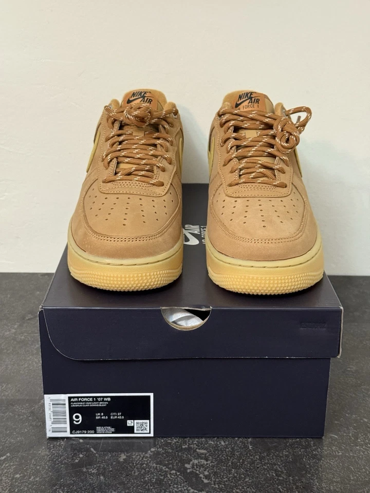 耐克 Air Force 1 低亚麻小麦胶浅棕色 9 码 — 第 1/4 张图片