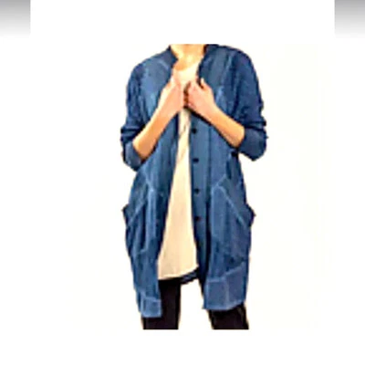 Jaqueta Cynthia Ashby boêmia Unite azul claro boho artística primavera inverno boho GG - Imagem 1 de 4