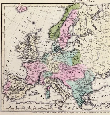 1830  EUROPE  Political Map ORIGINAL  England Germany Austria Spain Italy  - Image 1 of 3