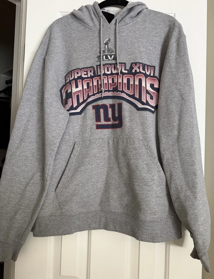 Sudadera con Capucha Gris Mediana New York Giants Reebok Super Bowl XLVI Champions Foto 1 de 4