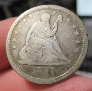 Silbermünze Seated Liberty Quarter 1857, US Liberty Seated - Bild 1 von 6