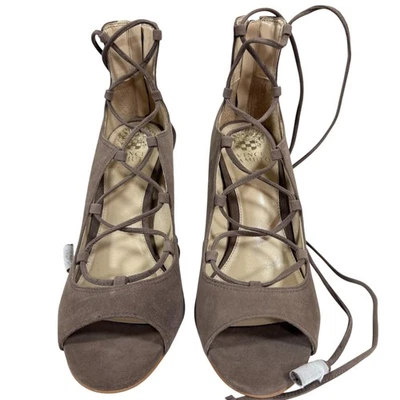 Vince Camuto Sylvia Taupe Peep Toe Sandal Heels Size 8.5 - Image 1 of 4