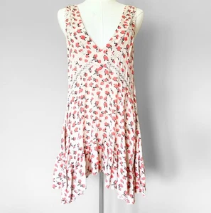 Intimate Free People S Mini ärmelloses Schlupfkleid Landhaus Blumen Rose Rüschen - Bild 1 von 8