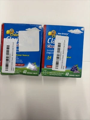 Tabletas masticables Claritin 24 horas sabor uva 2 cajas. 120 tabs total exp. 12/25 Foto 1 de 4