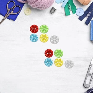 100pcs Cute Flower Buttons: Women’S Clothes Fastener Parts - Multi-Color Resin - Picture 1 of 12