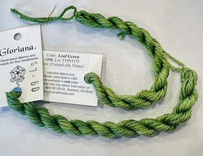 Gloriana 12 Strand Silk Floss For Needlework-2 Skeins/6 Yds Ea-color LEAF GREEN - Image 1 of 2