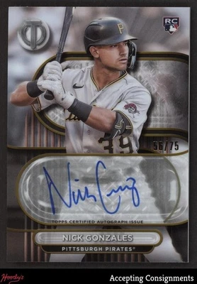 2024 Topps Tribute Autographs Gold #TANIC Nick Gonzales RC ROOKIE AUTO 56/75 - Image 1 of 2