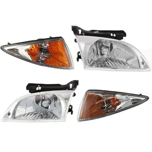 Headlight Set For 2000-2002 Chevrolet Cavalier with Corner Lights Left and Right - Picture 1 of 12
