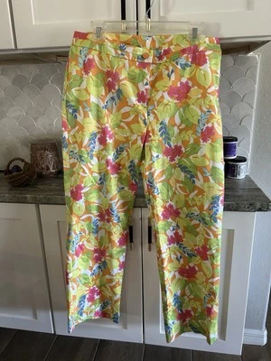 SIGRID OLSEN Sport WOMENS SIZE 14 CROP FLORAL COTTON/nylon/spandex EUC - Image 1 of 4